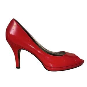 Cole Haan Red Patent Leather Peep Toe Pump Sz 10